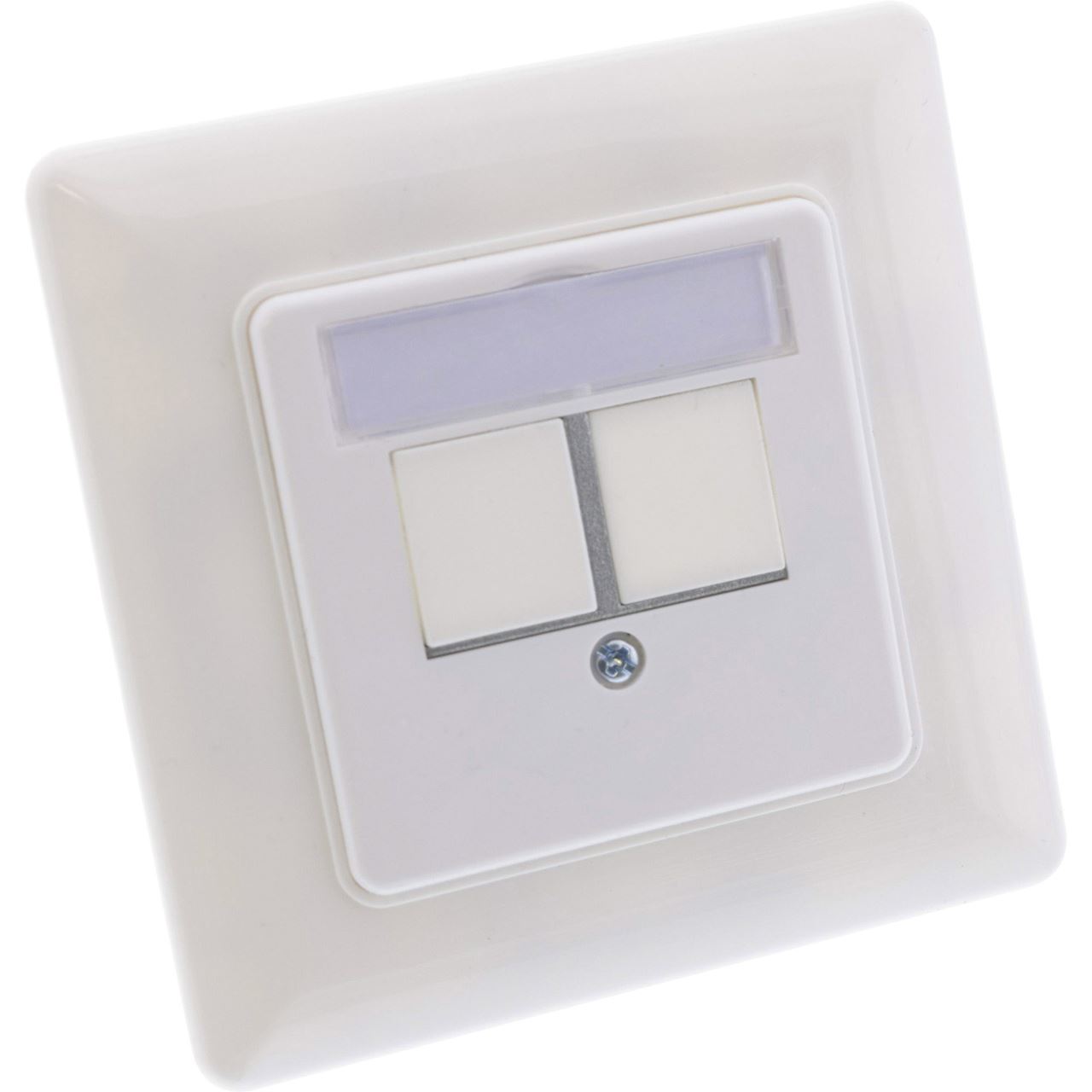 InLine Rahmenset für 2x RJ45 Einsatz, Keystone SNAP-In, weiß RAL9010