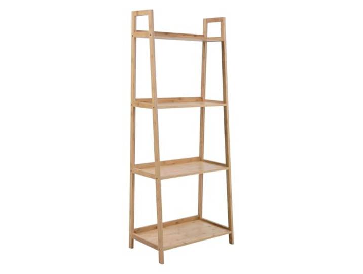 SVITA RAJA Bücherregal Leiterregal Bambusregal Standregal Bambusgestell Aufbewahrungsregal 4 Ebenen Schlafzimmer Wohnzimmer Flur Natur