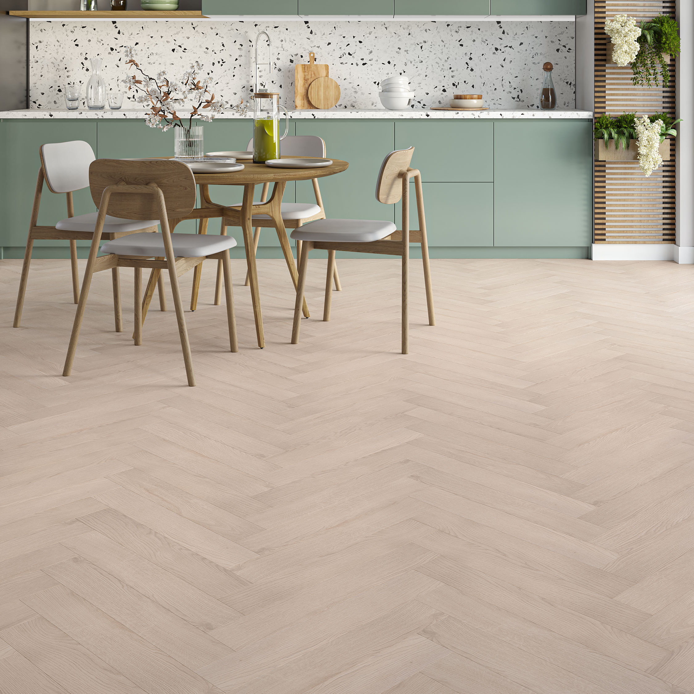 Luxury Flooring 21.99m² - Empire 12mm Chalice Oak Herringbone Laminate Flooring - Water Resistant