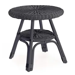 Gartenbeistelltisch Alliss aus Rattan, klassisch rundes Design, schwarz, pflegeleicht und stabil