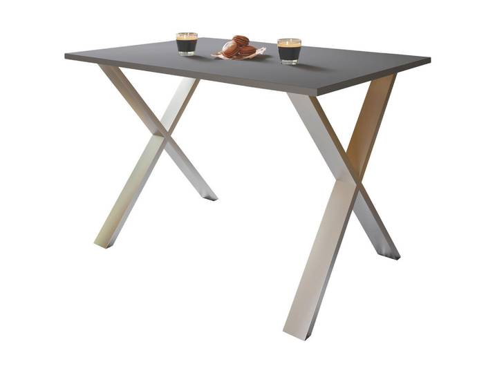 Mid.you Schreibtisch, Anthrazit, Silberfarben, 80x76x160 cm, Büromöbel, Schreibtische, Schreibtische