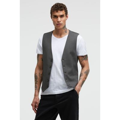 Anzugweste CMPD, Herren, Gr. S, grau (dunkelgraumelange), Interlock, Material: 64% Viskose, 31% Polyester, 5% Elasthan, Futter: 50% Baumwolle, 50% Polyester, unifarben, slim fit normal, Westen Anzugweste, mit Paspeltaschen