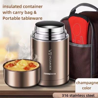 Inspired Finds 316 Stainless Steel Food Thermos With Spoon And Insulated Carry Bag 33.81 Fl Oz gold