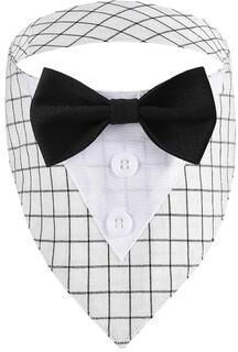 Uplift Essentials Formal Wedding Tuxedo Bandana Adjustable High Contrast Dog Bib & Triangle Scarf For Weddings, Engagements, And Birthda white xs