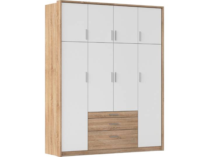Kleiderschrank RAUCH Schrank Drehtürenschrank Garderobe Ankleide Schlafzimmer HILDESHEIM , weiss (eiche sonoma, alpinweiß), B:185cm H:231cm T:58cm, Holzwerkstoff, Schränke, Kleiderschrank, oberste Schublade mit praktischer Facheinteilung MADE IN GERMANY