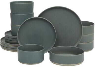 Gibson Elite Tatum Premium Porcelain Matte Reactive Glaze 16 Piece (Service for 4) tackable Dishes Ceramic Dinnerware