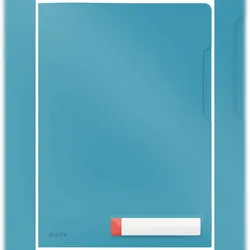 LEITZ Privacy Sichthülle Cosy, A4, oben und seitlich geöffnet, blau, mit Etikettenhalter, blickdichtes PP, 1 Packung = 3 Stück