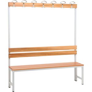 SZ-Metall Umkleidebank 57153, Sitzfläche Holz, 150 cm, mit Hakenleiste, buche / lichtgrau