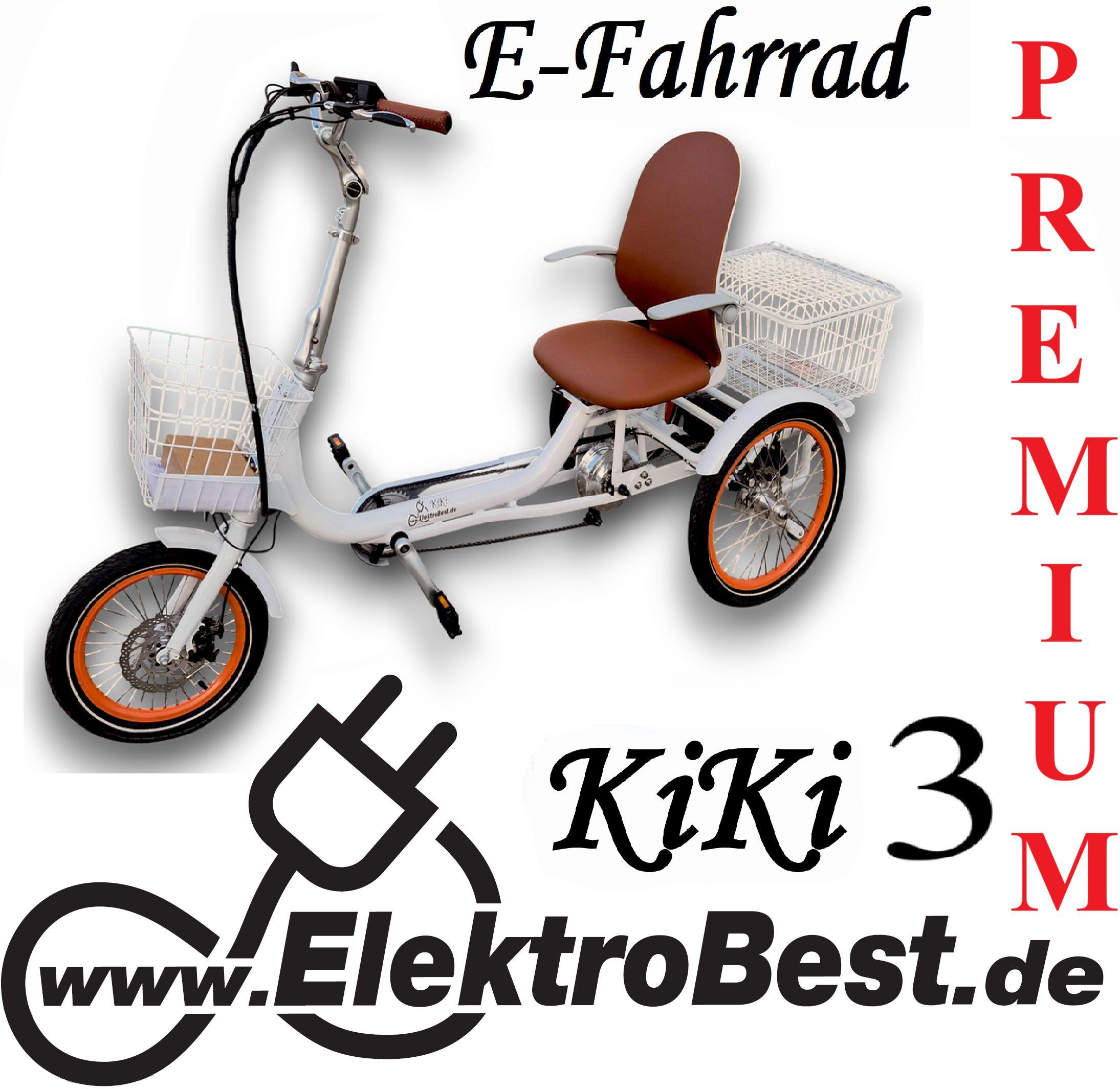 Erwachsene Elektro Dreirad Therapierad Gleichgewichtsproblem Lösung! Dreirad KiKi 3 Alu Klapprad bis 25km/h Differential Rückwardsgang!
