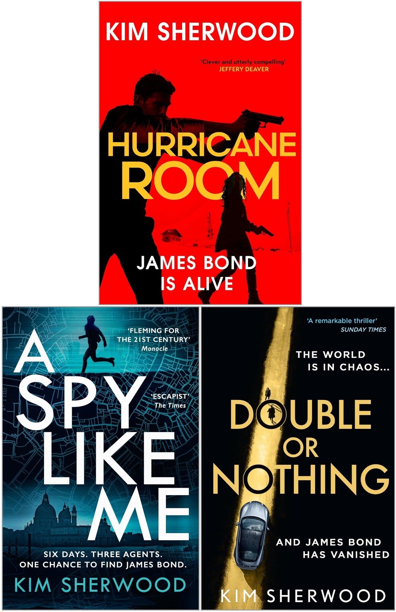 Harpercollins/Hemlock Press Kim Sherwood Double O Series 3 Books Collection Set (Double or Nothing, A Spy Like Me, Hurricane Room)