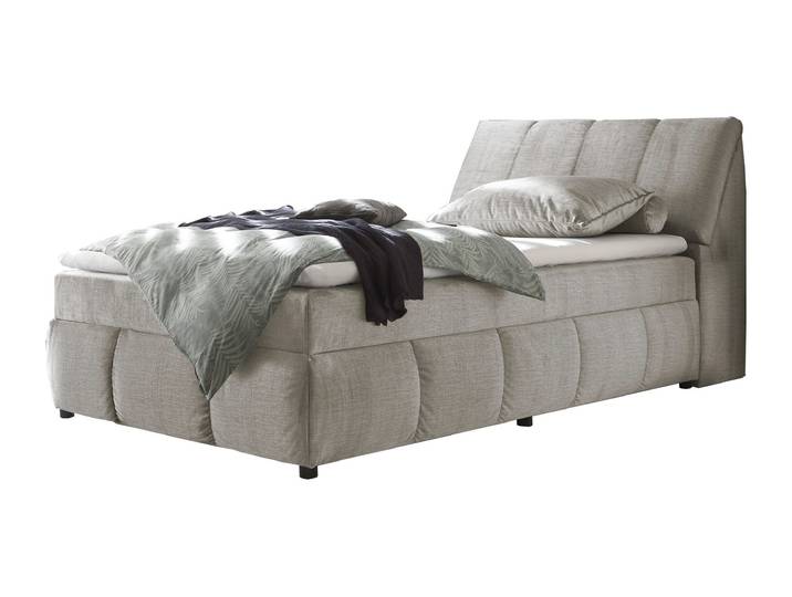 Boxbett 120 x 200 cm grau Stoffbezug Bettkasten - MADRID