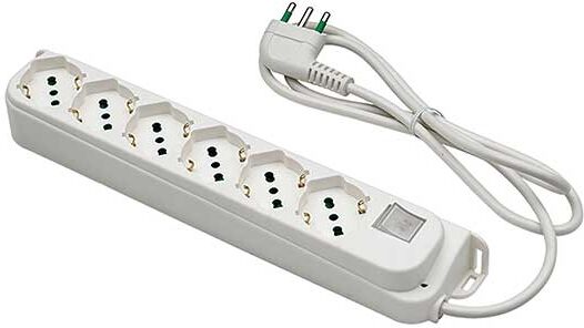 Fanton Multipresa Con Prese Bipasso 6 Schuko Spina A Squadra Italiana 2p+t 16a Cavo 1.5m  47430