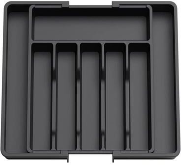 Uplift Picks Expandable Cutlery Organizer Tray Adjustable Kitchen Drawer Silverware Holder white