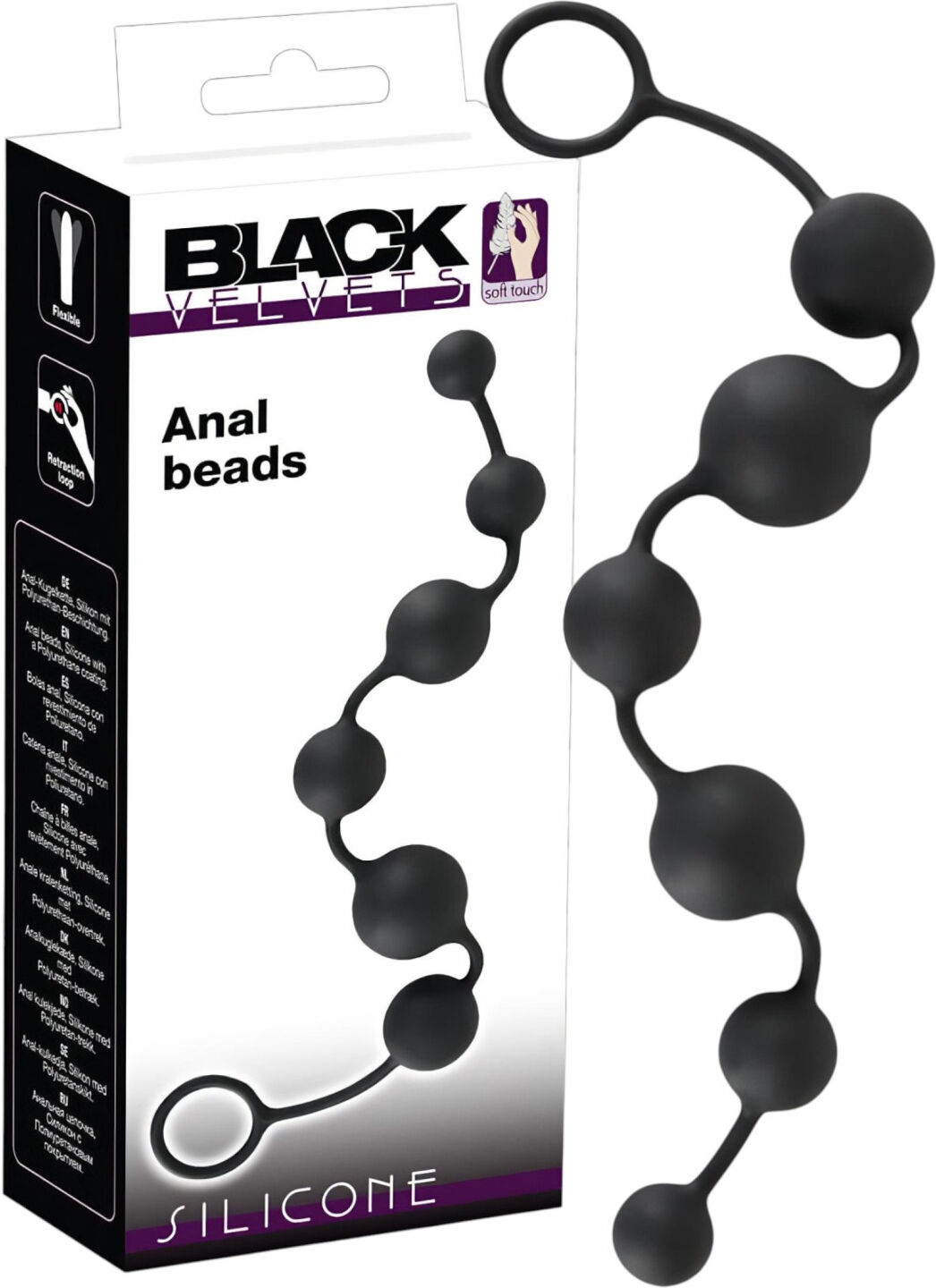 Black Velvets - 6-Bead Anal Dildo (Black)