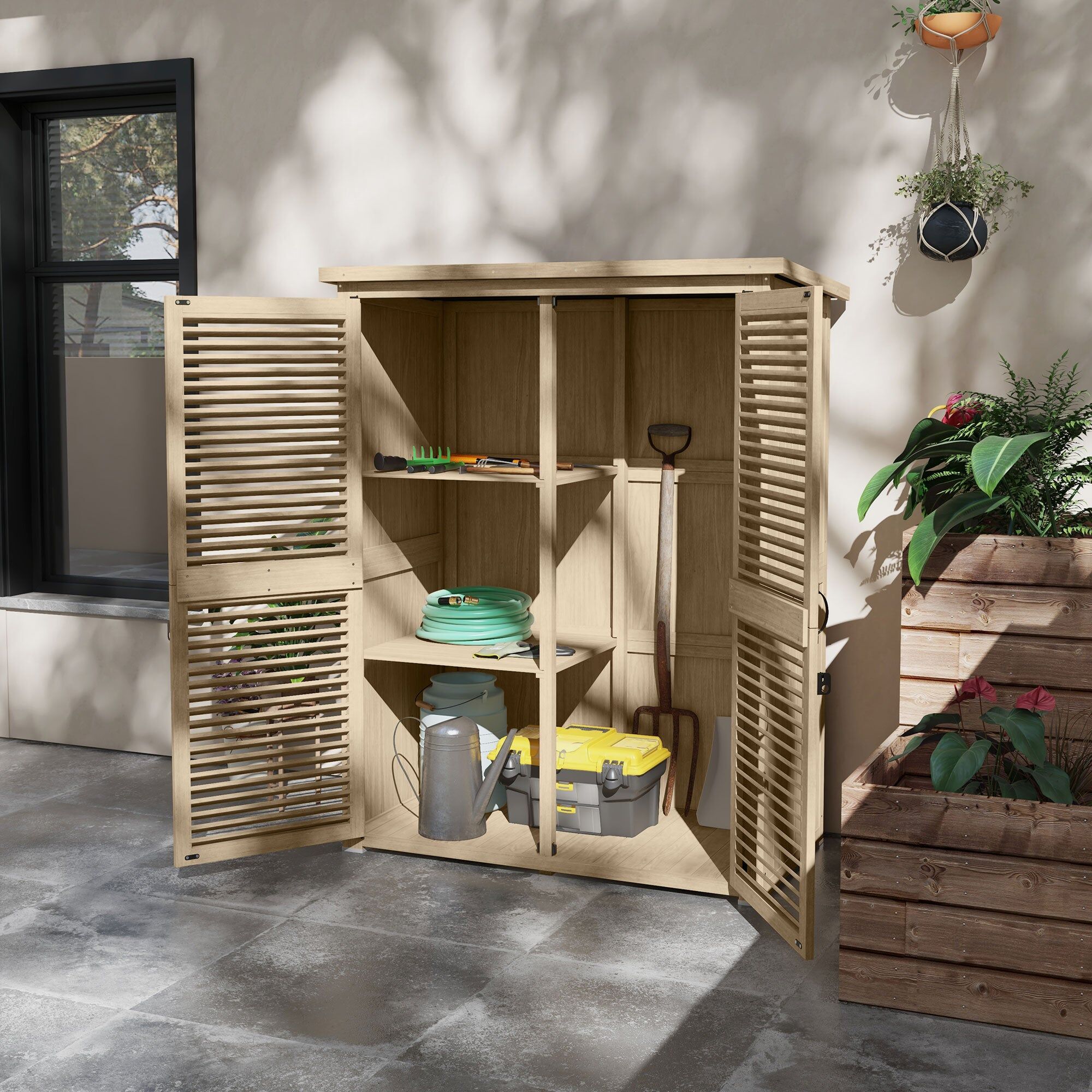 giordanoshop Armadio da Esterno a 2 Ripiani 127x65x159.5/168 cm in Legno di Abete...