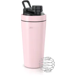 Arendo Protein Shaker, Edelstahl Eiweißshaker 750 ml, verschließbar, bruchfest, BPA-frei, rosa