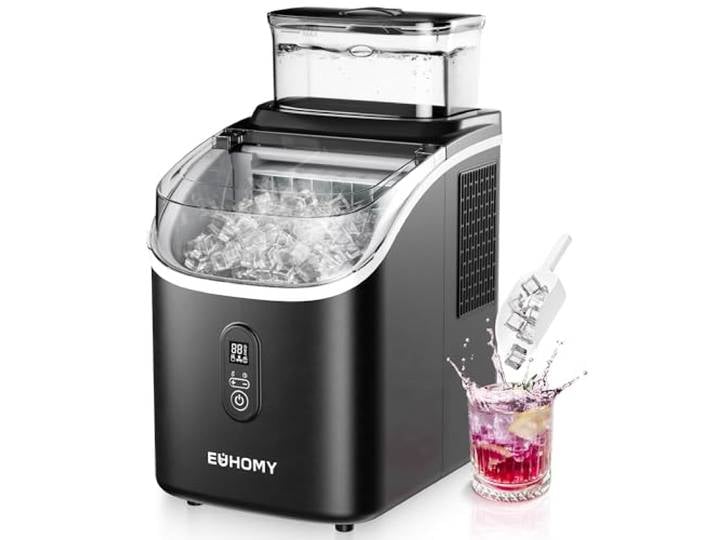 EUHOMY Eiswürfelmaschine für die Arbeitsplatte, 15 kg Eismaschine Ice Maker, 2L Eiswürfelmaschinen, 16 Eiswürfel in 13 Min, Selbstreinigende Eiswürfelbereiter für Zuhause/Küche/Büro, Schwarz