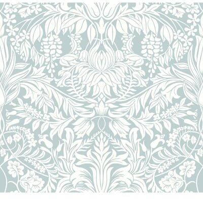 Ronald Redding Lockwood Damask Light Blue Wallpaper