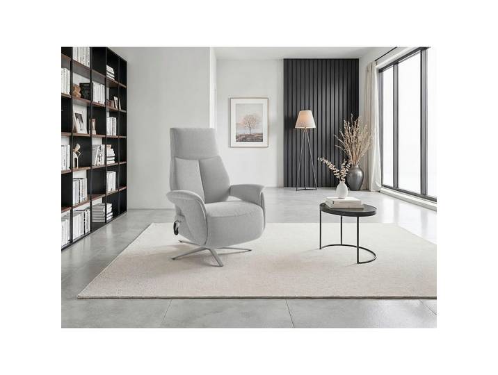 Sit & More Relaxsessel TV Lazy E M2, Silber, Metall, 75x115x85 cm, Liegefunktion, Herz-Waage-Funktion, Sitzfläche 360° drehbar, gepolsterte Armlehnen, Wohnzimmer, Sessel, Relaxsessel