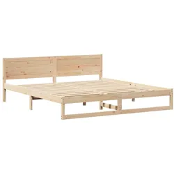 vidaXL Bettgestell mit Kopfteil Braun 200 x 200 cm Massivholz Kiefer