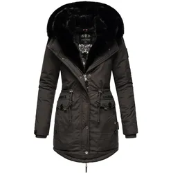 NAVAHOO Damen Wintermantel Winterparka Gefüttert mit 2 Kunstpelz-Kapuzen Sweety Deluxe