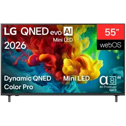 LG QNED-Fernseher "55QNED82B6B", Energieeffizienz: F (A-G), schwarz, 55 ′′, Fernseher