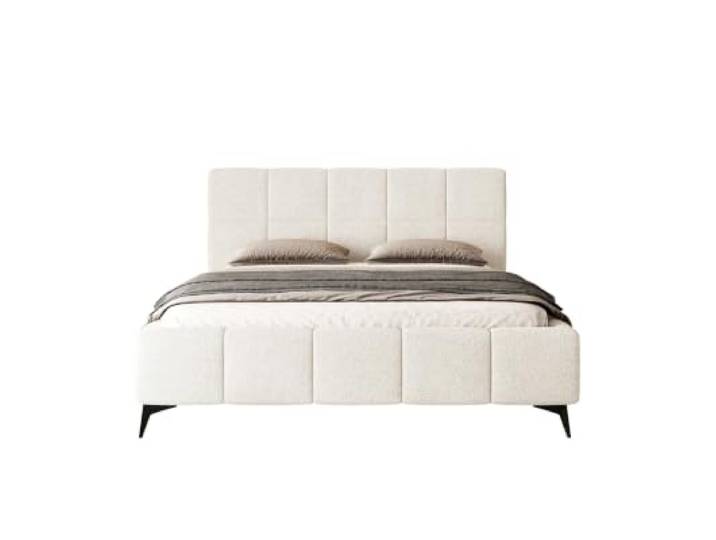 Chilly. Möbel Design Bett Miria - Polsterbett mit stabilem Metallrahmen, Bettkasten und Stauraum - 140x200 cm - Bouclé Soft Weiß