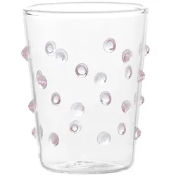 Zafferano 6er-Set Junior-Partygläser aus rosa Borosilikatglas, ideal für Liköre, Saucen und zum Servieren, fröhliches Polka-Dot-Design