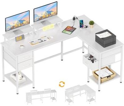 No L Shaped Computer Desk Desk with 4 Adjustable Storage