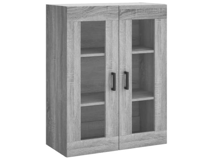 Eleganter Wandschrank mit Glastür, 69,5 x 34 x 90 cm, für eine optimierte Aufbewahrung, aus Holz, Grau, 02_0048629