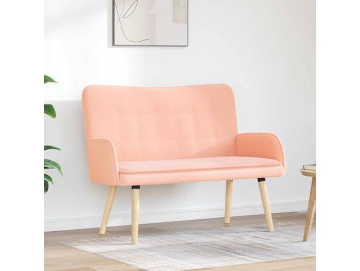 pokgdf 2-Sitzer Sofa Rosa 115 x 61 x 87 cm Bouclé Bequeme Polsterung, abgerundete Beine, stabiler Rahmen, pflegeleicht mit trockenem Tuch