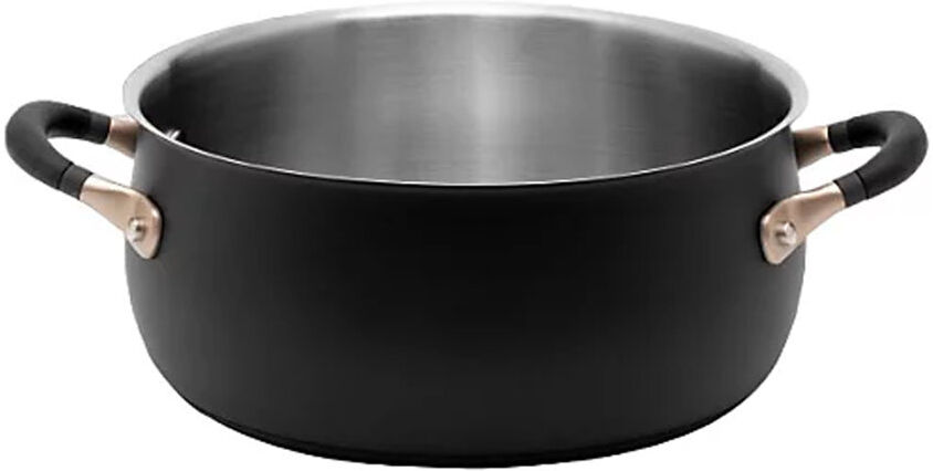Meyer Accent induction Hob 24cm Casserole - Stackable Casserole, 4.7 Litres, Anti Spill Shape, Black, Stainless Steel Black 4.7L
