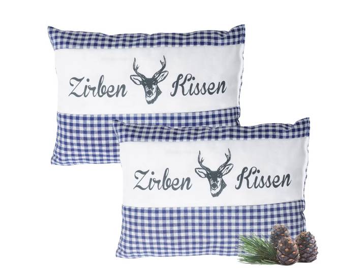 2er-Set Zirbenkissen Vichy Blau 26 x 19 cm