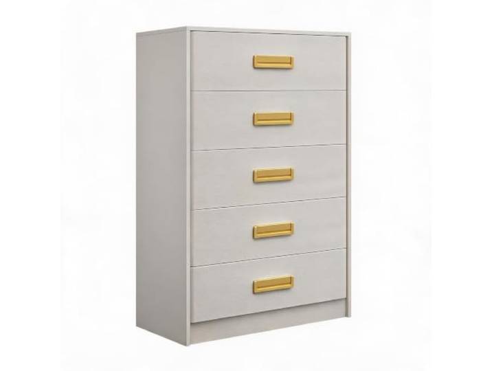 GarveeMore Moderne Schlafzimmer-Kommode, freistehend aus MDF 5 Schubladen, breiter Stauraum für Kleidung & Aufbewahrung, Weiß – 5 Schubladen, Weiß