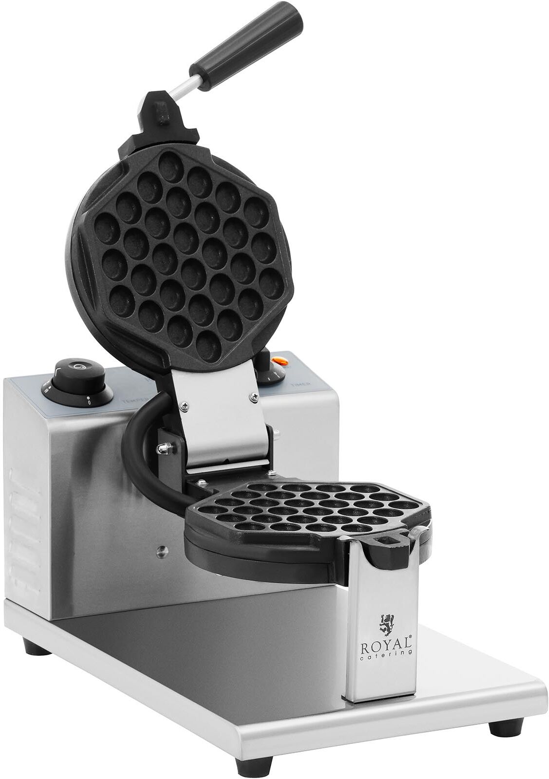 Boble-vaffeljern - rundt - 1 stor vaffel - 1200 W - Royal Catering RCWM-1200-R2