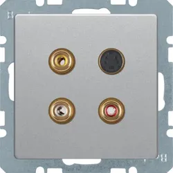 Berker 3 x Cinch/S-Video Steckdose (alu, samt)