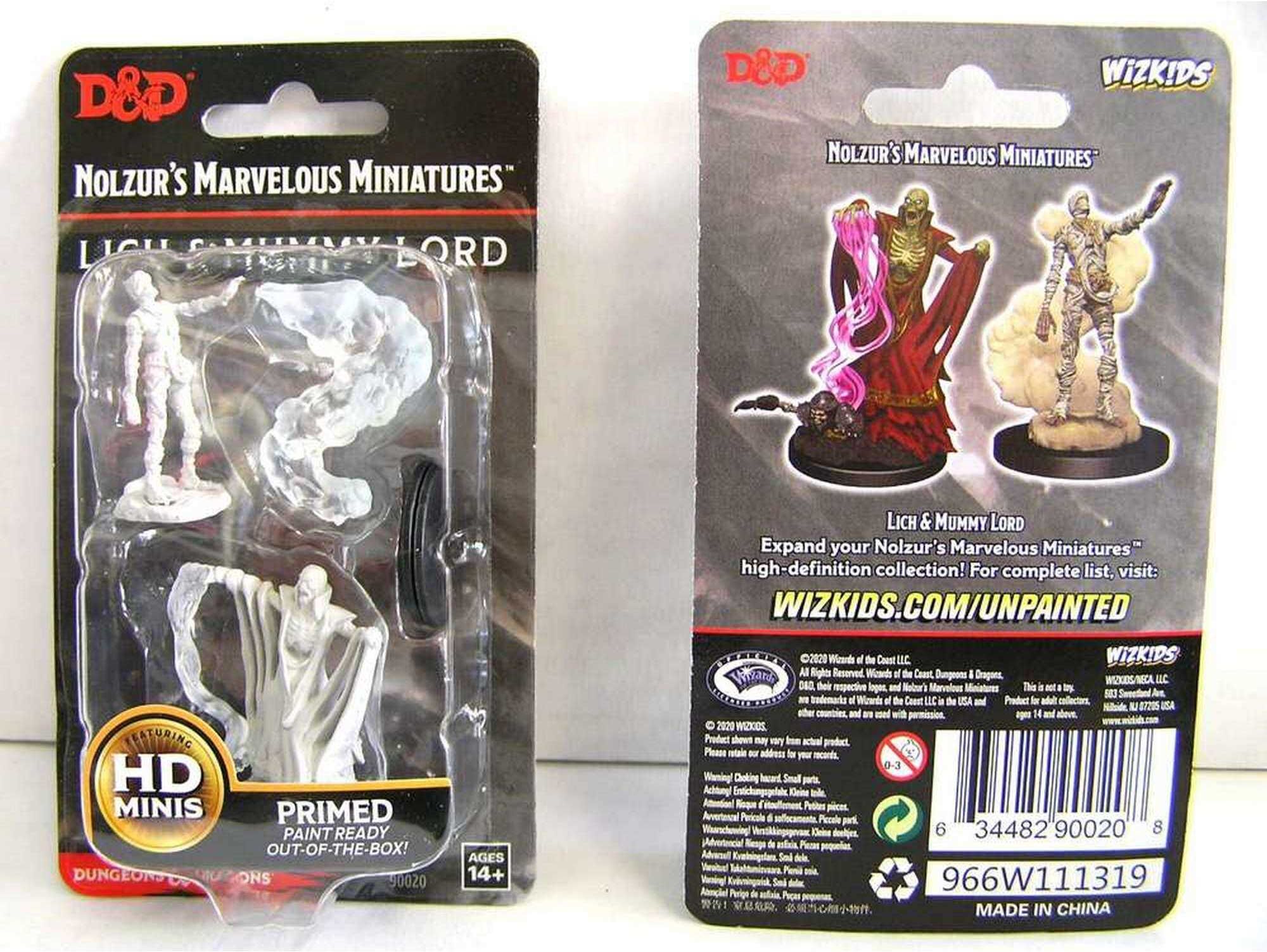 Wiz Kids LLC D&D; Nolzur's Marvelous Miniatures Lich ; Mummy Lord (W11) for Dungeons & Dragons Tabletop Play, Ages 14+, 2 Miniatures, Pre-Primed, WizKids