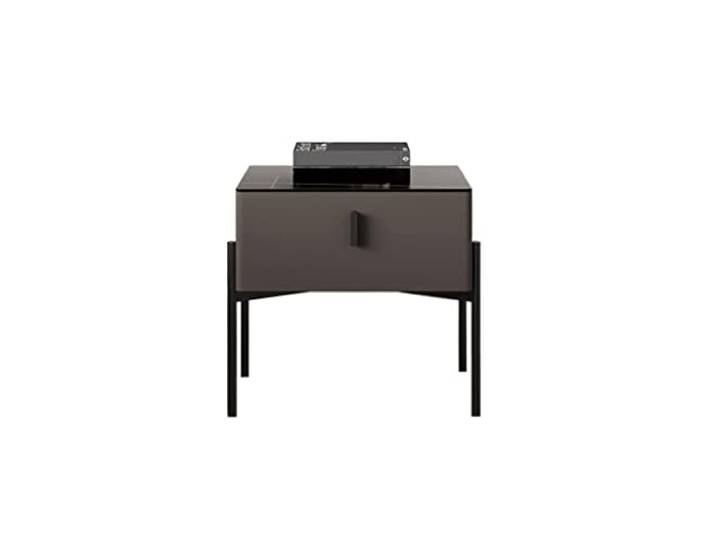 YCCHAH Bett mit Stauraum Nordic Minimalistische Nachttisch Wohnzimmer Schlafzimmer Storage Cabinet Marmor Arbeitsplatte Schließfach mit Schublade Desktop(Black)