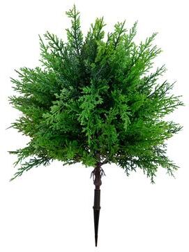Nearly Natural 15-in UV Resistant Artificial Cedar Bush (Indoor/Outdoor) - Set of 2