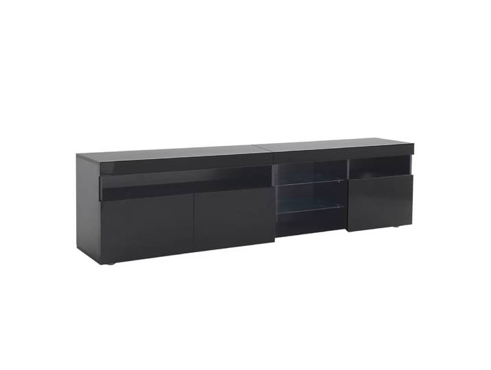 Meuble tv en mdf noir avec led variable 180x35x48 cm