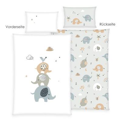 babybest® 2485261063 - Elephants Bettwäsche (Made in Green), 40x60 cm + 100x135 cm, 100% Baumwolle