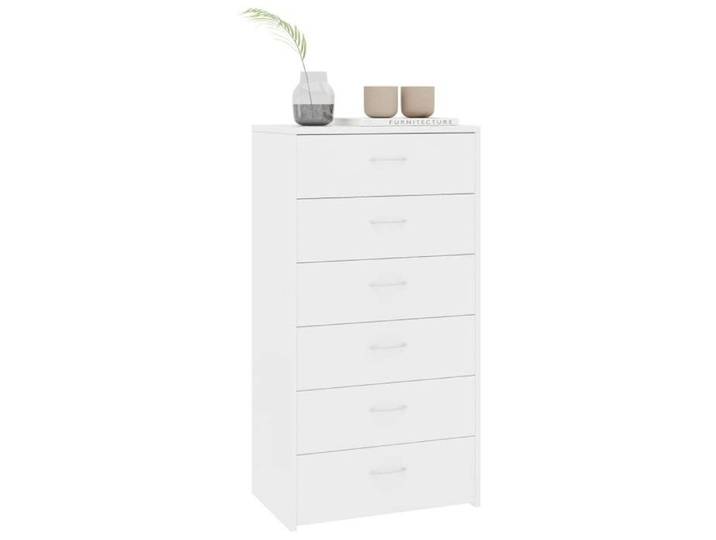 Bon plan  Buffet bahut vaisselier - JILI HOT - Buffet avec 6 tiroirs - Blanc 50x34x96cm - Bois d'ingénierie - commode