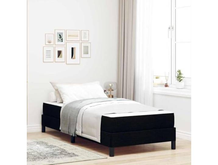 Atmungsaktiver Stoff Holzwerkstoff Minimalistisches Design Boxspringbett Boxspringbett mit Matratze Schwarz 100 x 200 cm Stoff Bett mit Lattenrost Einzelbett Komfort Schlafzimmer Modern