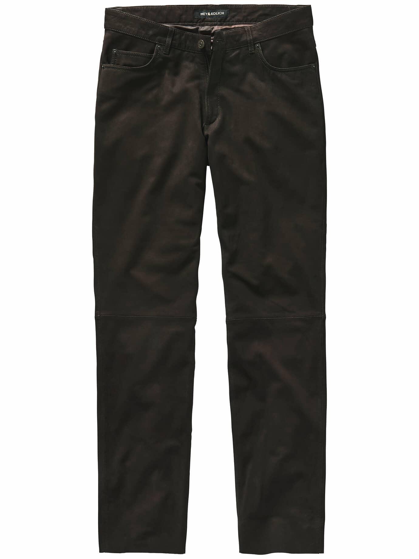 Mey & Edlich Herren Berg-und-Tal-Lederjeans Braun Lammnubuk: Futter: 100 % Polyester