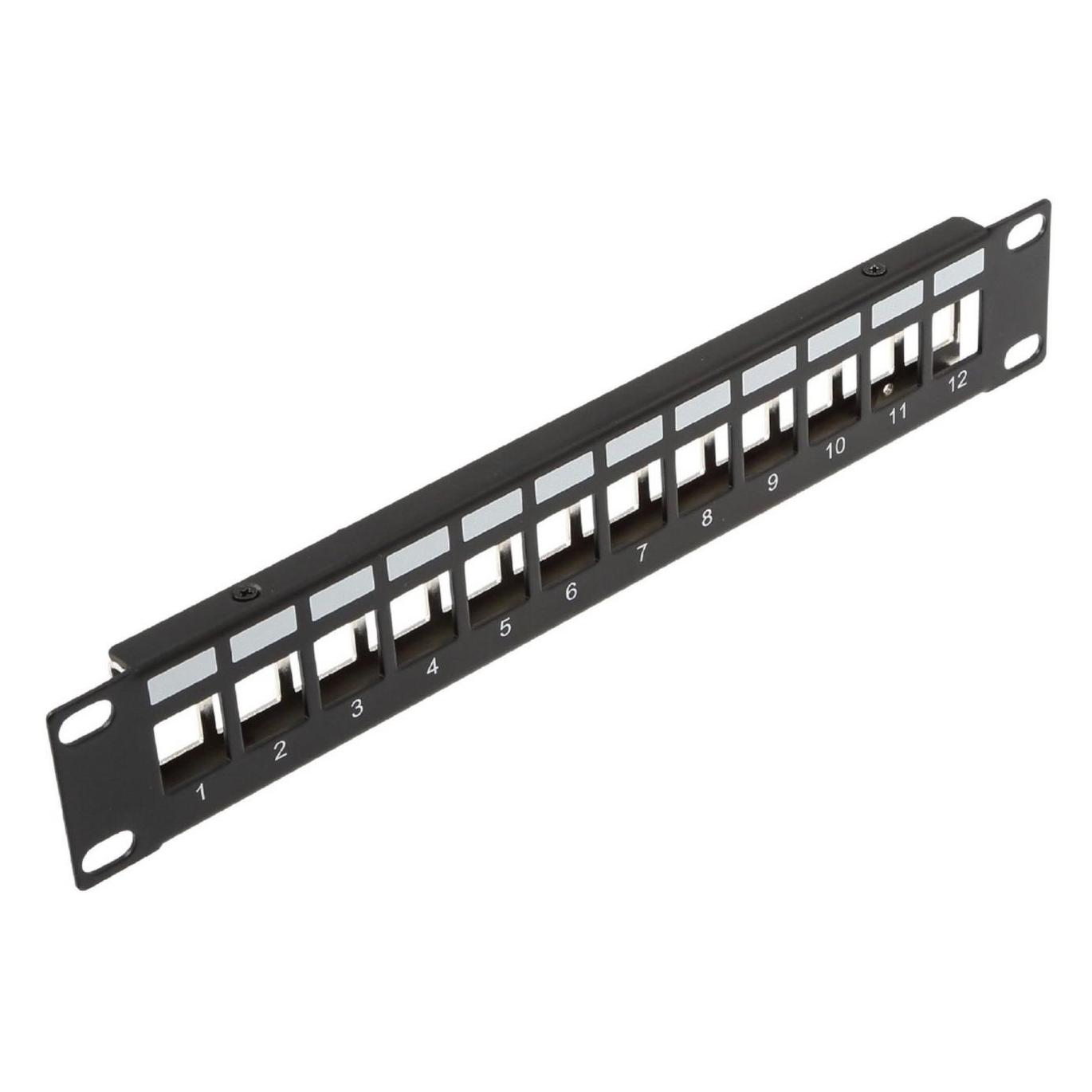 Wirewin 12-Port Keystone Modul-Leerpanel, 10/", schwarz, geschirmt Keystone System (TKS PANEL 12 BLACK)