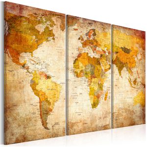 visario Wandbild Weltkarte Antik, Leinwand, mehrteilig, 150 x 90 cm