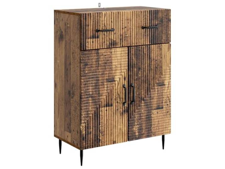 KGFHERENB Sideboard Altholz-Optik 64x34,5x89,5 cm Kommode Holzwerkstoff Stylischer Beistellschrank in Altholz-Optik mit Metallbeinen für Esszimmer und Wohnzimmer, flexibler Stauraum.