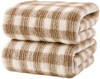JML Soft Fleece Plaid Bath Towel with Checkered Design