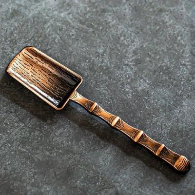 Uplift Treasures Retro Alloy Tea Spoon With Auspicious Cloud Design red copper bamboo