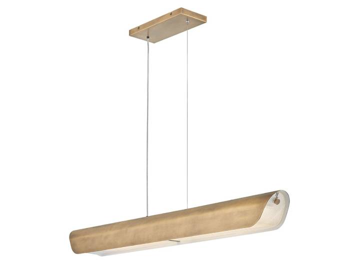 Suspension Linéaire LED Acier, Verre Nervuré